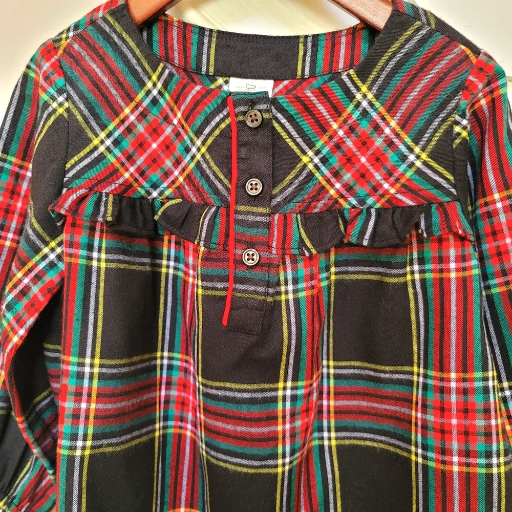 New! J Crew Crewcuts Girls Flannel Nightgown Black Tartan Plaid NWT